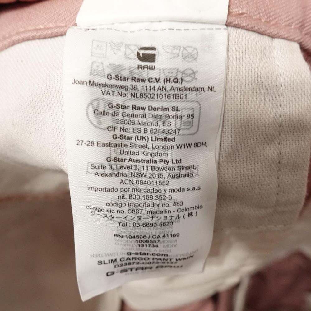 G-Star RAW Pants Womens 29x32 Pink Slim Cargo Twill Tapered Pockets Casual - Picture 14 of 16